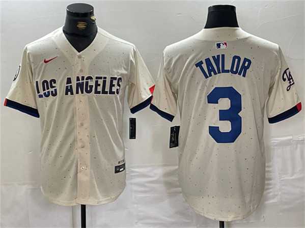 Men%27s Los Angeles Dodgers #3 Chris Taylor Cream Stitched Baseball Jersey->kansas city royals->MLB Jersey